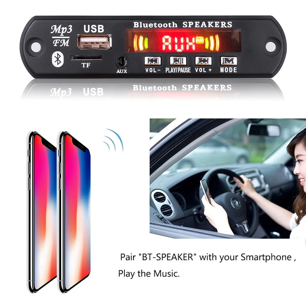 2x25W Amplifier Decoder Board Bluetooth 5.0 Car MP3 Player USB U Disk Recording
