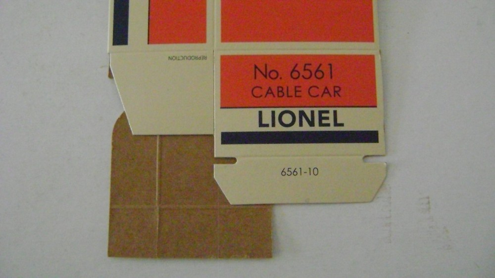 Lionel #6561 CABLE CAR reproduction licensed box
