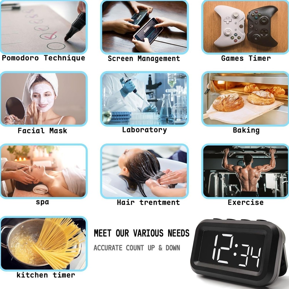 Multifunctional Digital Timer – Magnetic, for Kitchen, Study & Exercise