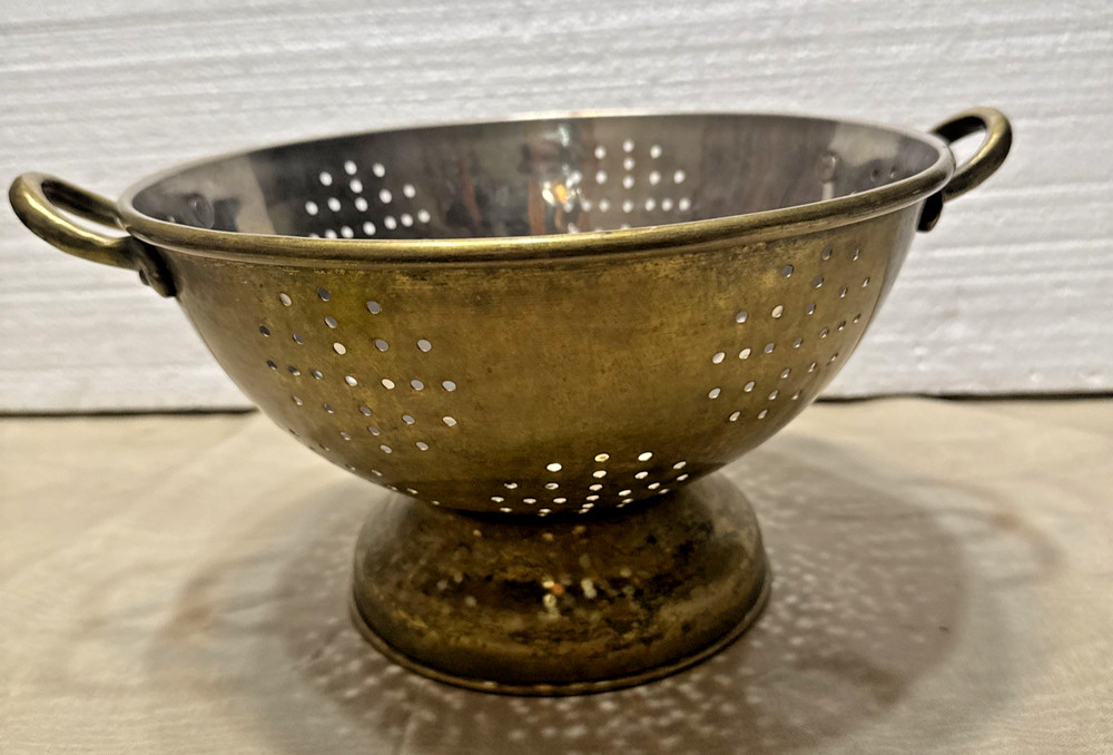 Brass Colander Strainer Silver Inside - Doupo Korea 9 1/4” (C9)