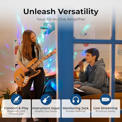 Wireless 70W Voice Amplifier and Portable Speaker with Microphone, Bluetooth