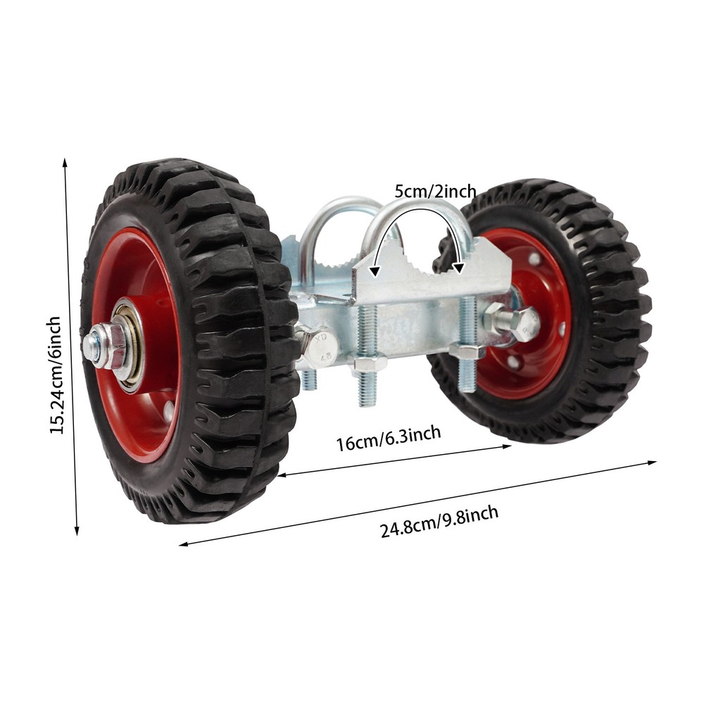 6'' Heavy-Duty Gate Rollers with Rubber Wheels - 2 Pack for Smooth Operation