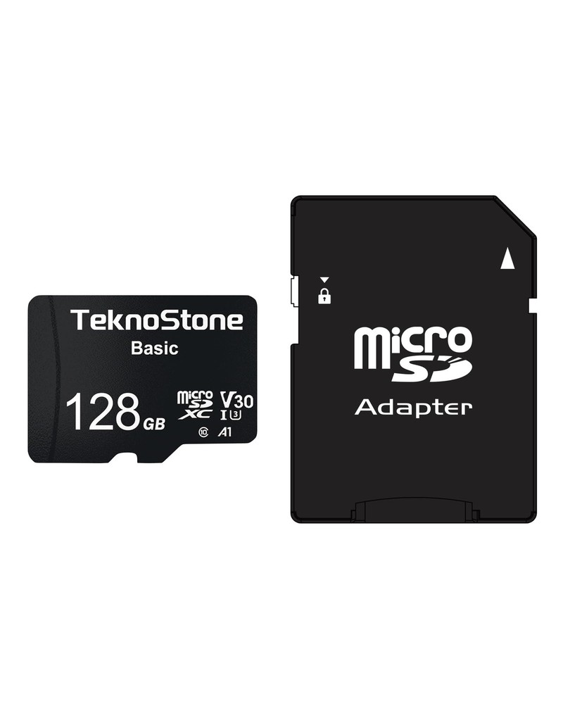 Basic 128GB MicroSDXC Flash Memory with Adapter 90MB/s Read 50MB/s Write