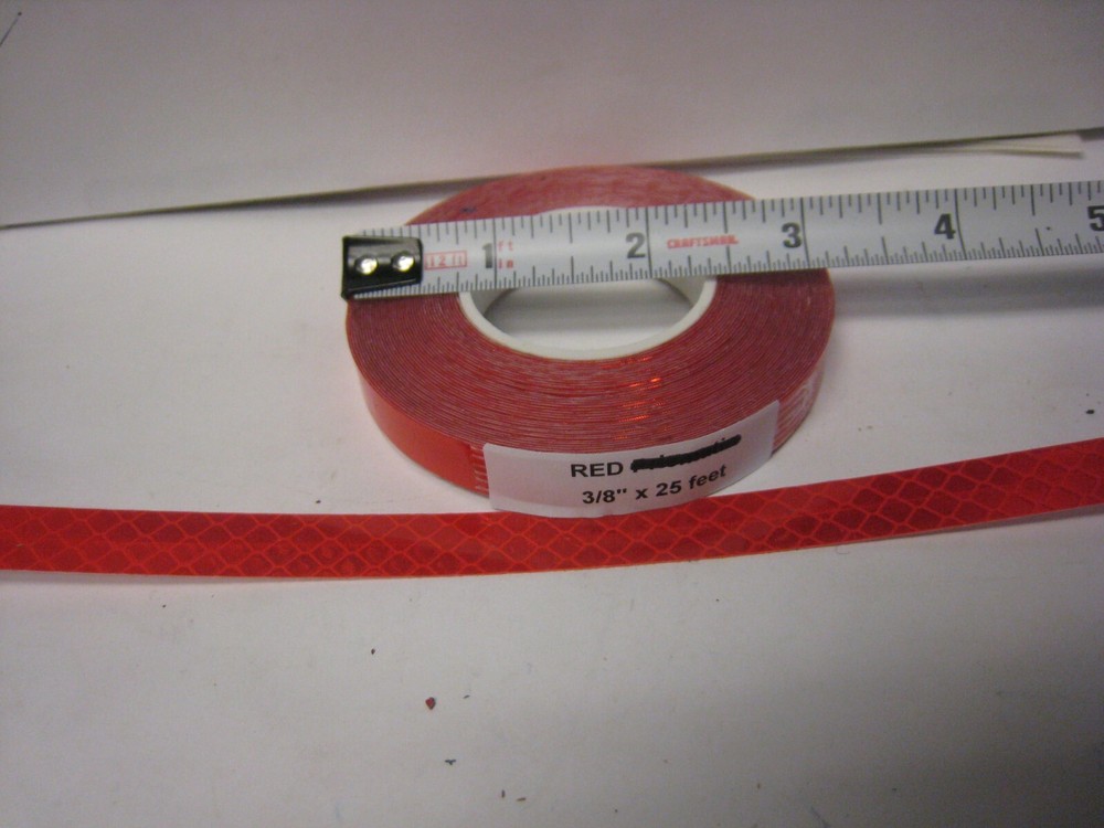 Solid RED Reflective Conspicuity Tape 3/8" x 25' Custom Cut