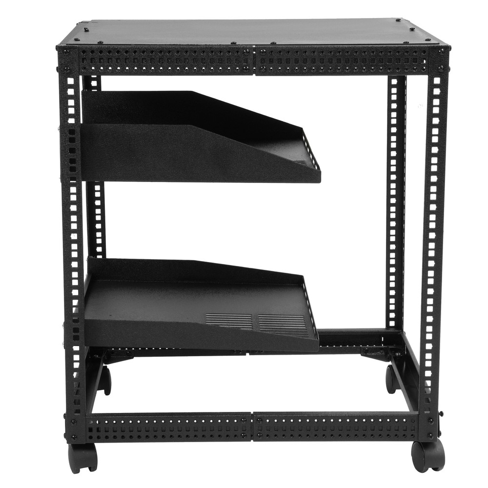 12U 4 Post Open Frame Server Rack Network 23"-40" Adjustable w/ Casters Shelves