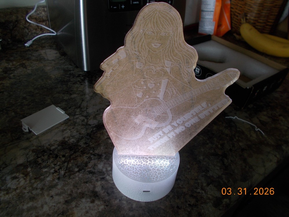 Unused 3D Creative Visualization Lamp Night Light with Remote "Just Be Yourself"