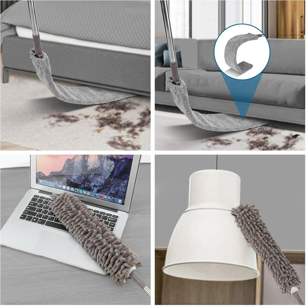 7 Pcs Microfiber Feather Duster Kit 100in Telescopic Pole Extendable