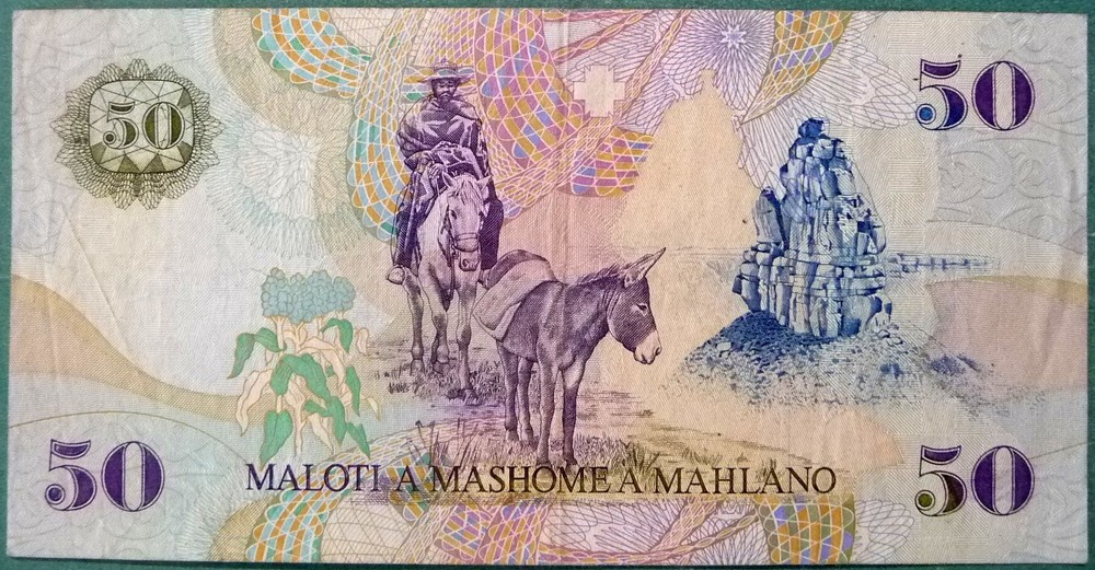 LESOTHO 50 MALOTI NOTE , P17 , 2001 ISSUE
