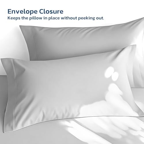 DOC Queen Size Sheet Set – 4 Pieces Bedsheets King Light Grey Extra Deep Pocket