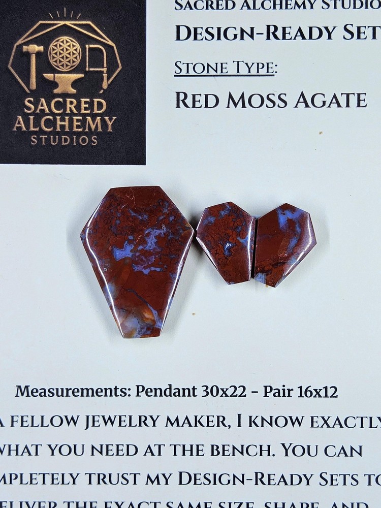 Coffin Shape - Red Moss Agate - Design-Ready Set