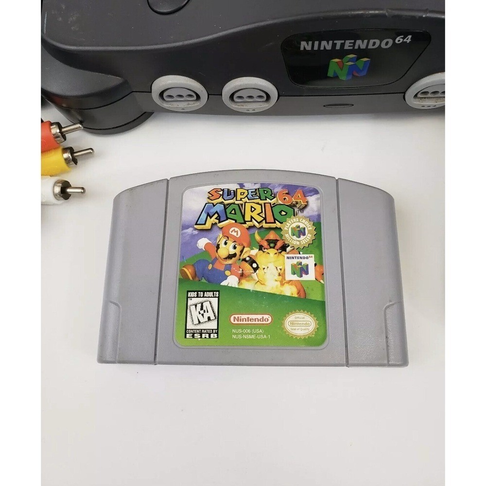 Nintendo 64 N64 System / Console Bundle + Cables + 2 Controller + Super Mario 64