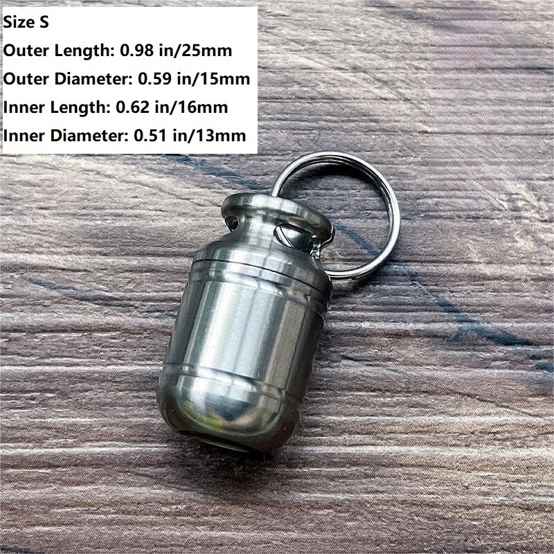 EDC -Titanium Pill Holder Case Organizer Container Portable Waterproof Keychain
