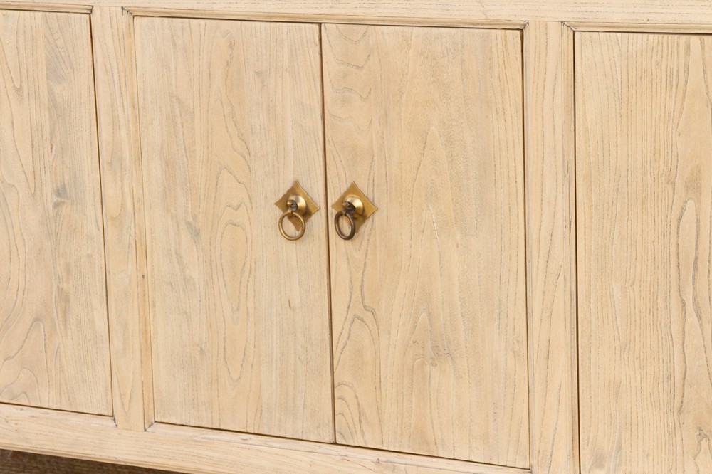 Long Rustic Modern Bleached Elm Sideboard