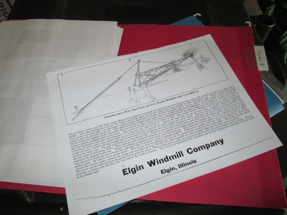Elgin Windmill Tower Erecting Instructions w/ Diagram