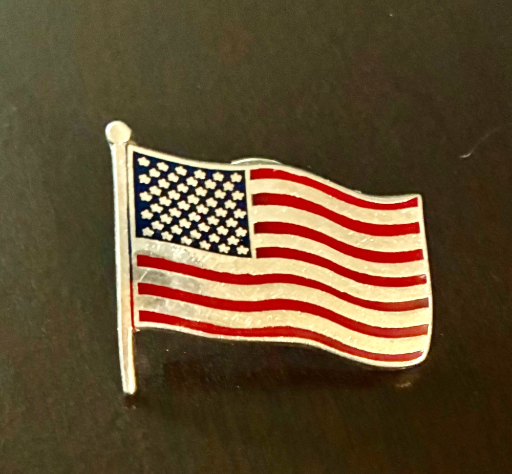 Sterling Silver American Flage Lapel Pin
