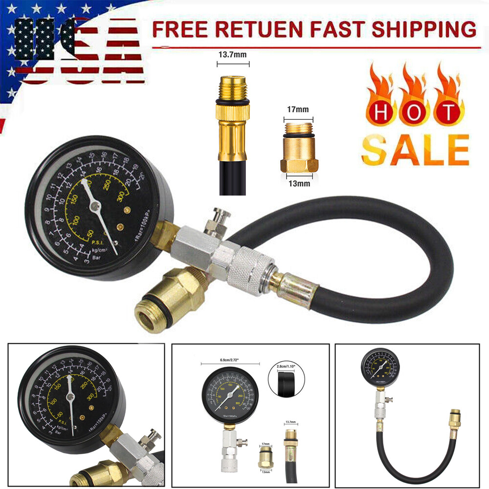 Engine Cylinder Compression Gauge Tester Kit Gas Engine Diagnostic Testing Tool