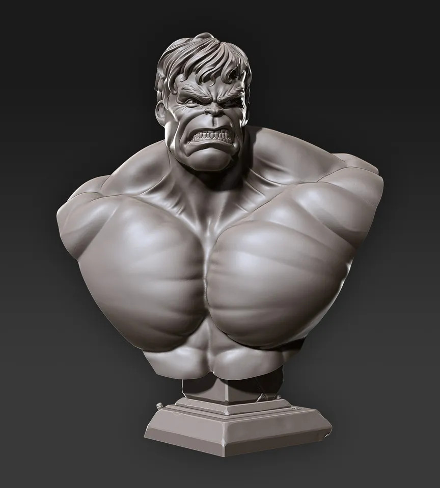 3D Printed Resin Bust Unpainted Hulk Comic Hero Bust