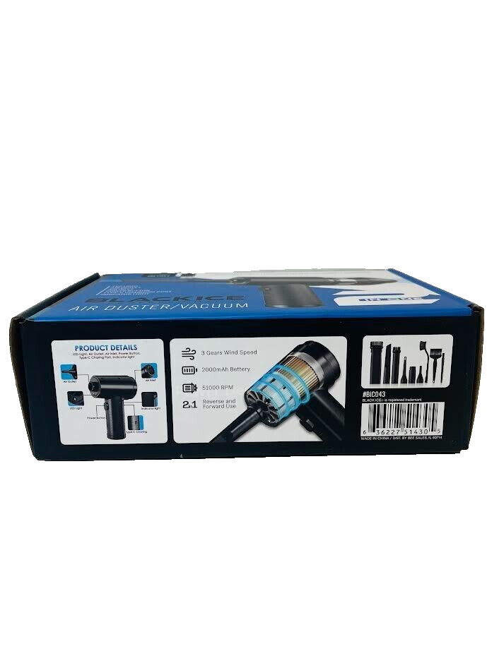 Black Ice #BIC043 Air Duster/Vacuum 2in1 Multi-Use Type C Powerful & Effective