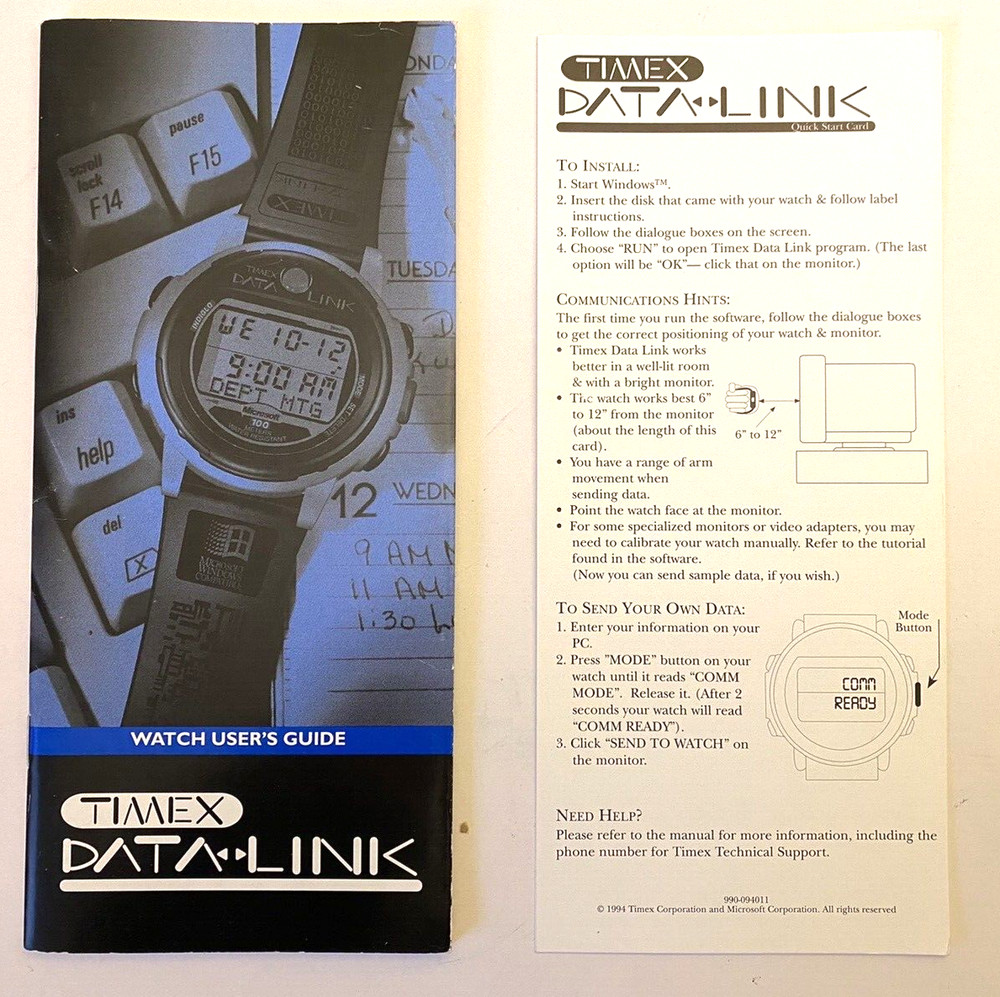 Vintage Timex DATALINK User Guide & Quick-Start Guide