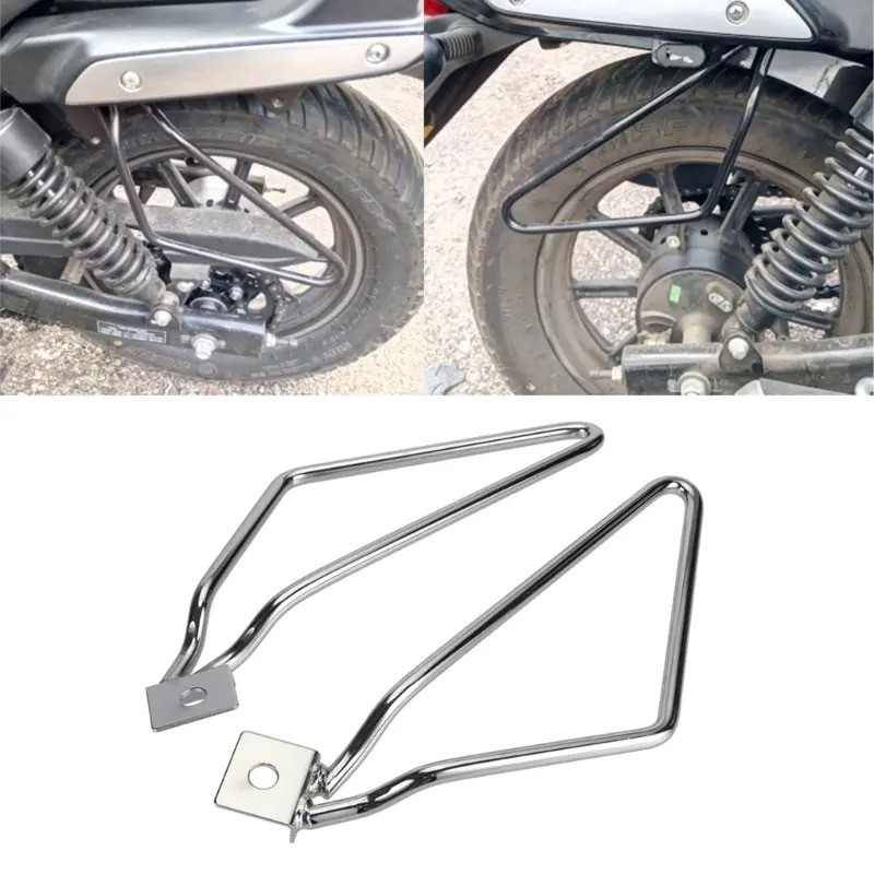 Pair Universal Chrome Motorcycle Saddle Bag Support Bar Mount Bracket For Harley