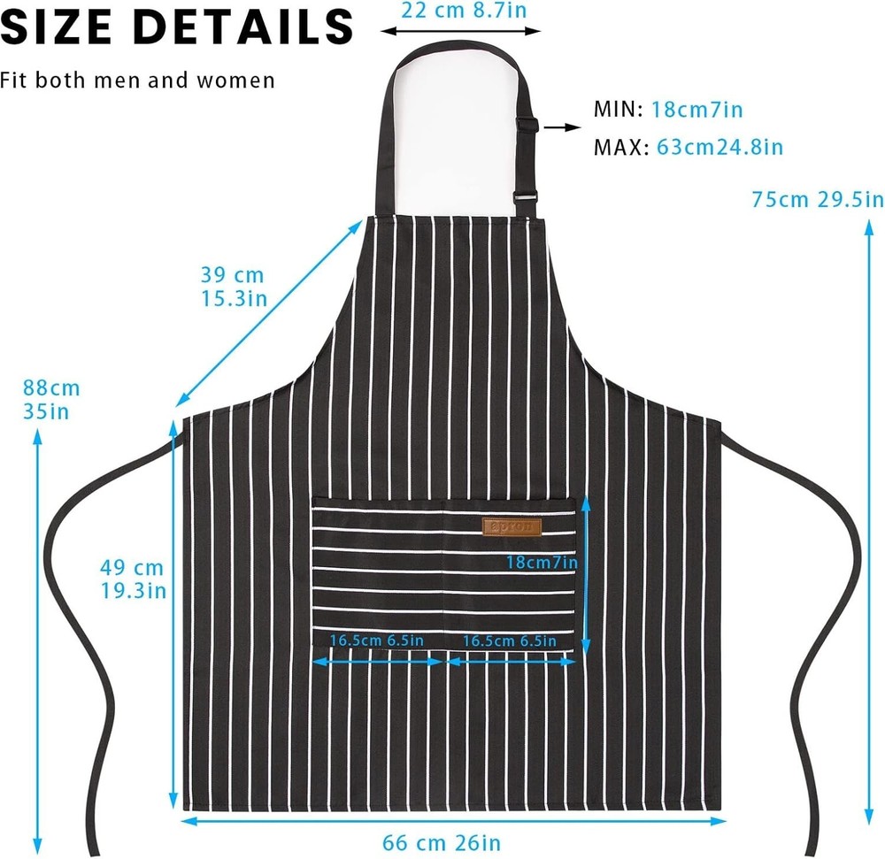 Gift-Ready 2 Pack Adjustable Chef Aprons - Stylish and Functional Design