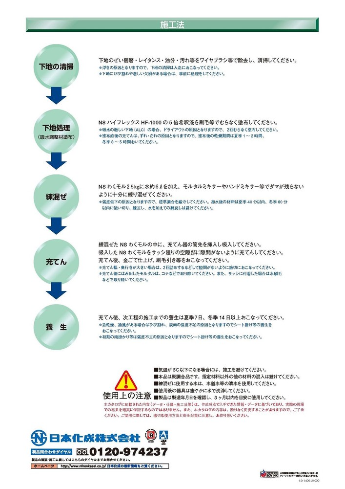 Nihon Kasei NS Waku Mortar Premix Sash Filling Mortar 55lb Japan