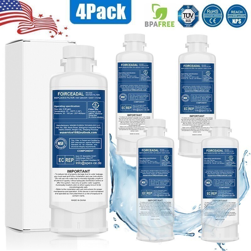 4 Pack For Samsung DA97-17376B HAF-QIN/EXP Refrigerator Water Filter Replacement