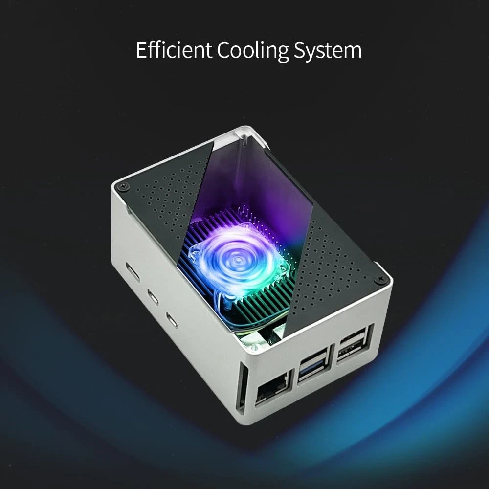 ElectroCookie Raspberry Pi 5 Case, Aluminum Compact Case with Active 1.Silver