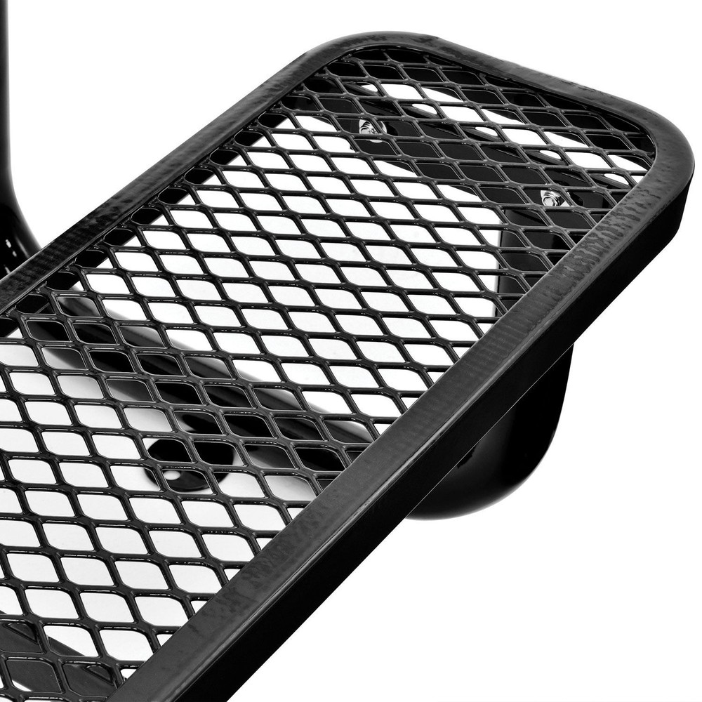 4 ft. Expanded Metal Rectangular Outdoor Steel Picnic Table Black