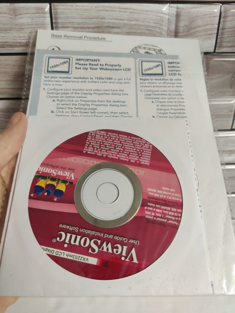 ViewSonic VX2253mh LCD Display User Guide and Installation Software Disc