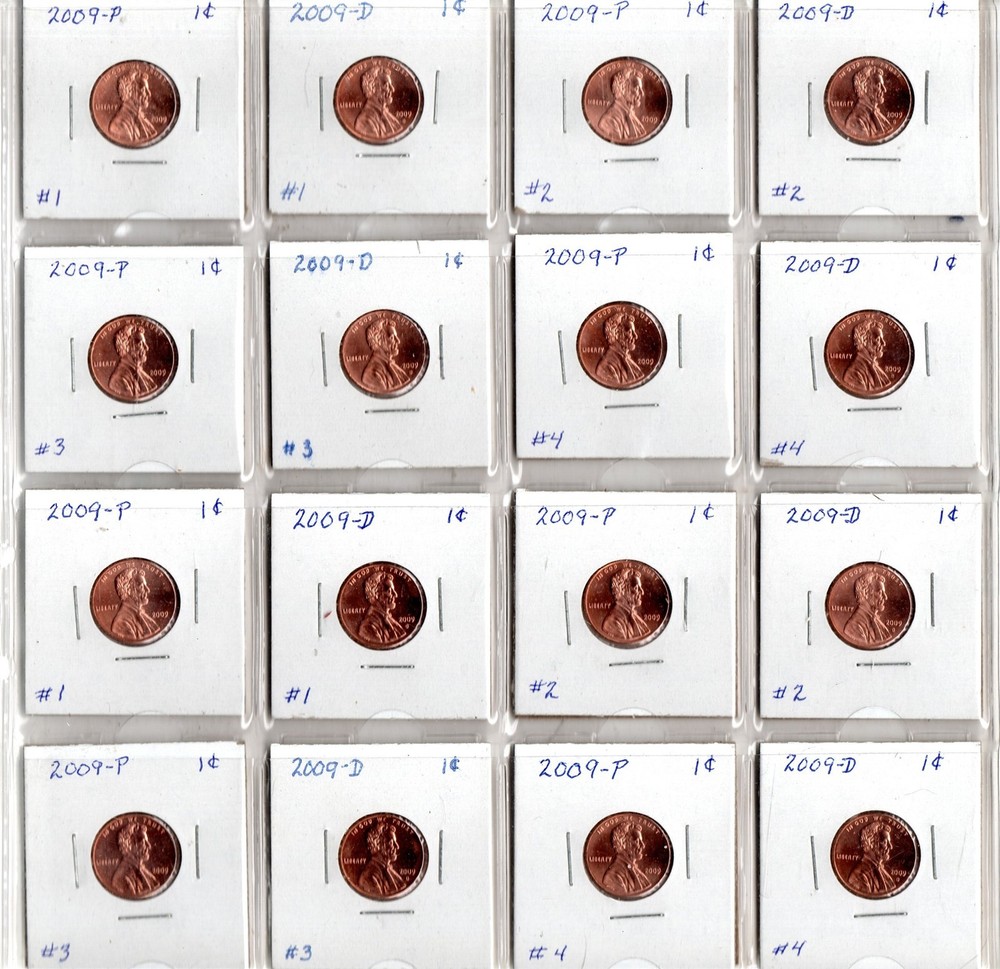 2009 P & D YEARS BU 8 (EIGHT) Penny SINGLES FROM ROLLS