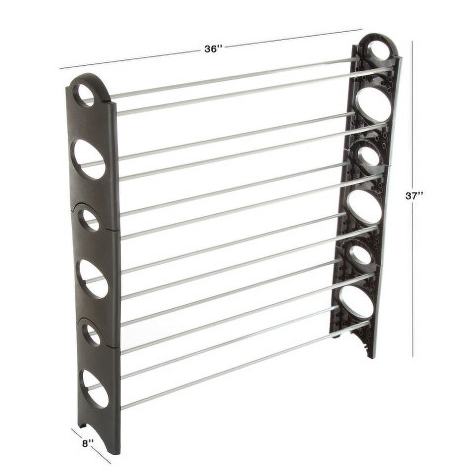 6-Tier Stackable Shoe Rack Holds 24 Pairs Black)