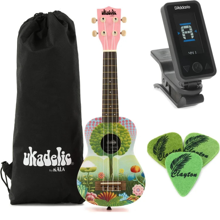 Kala Ukadelic Soprano Ukulele Essentials Bundle - Uketopia