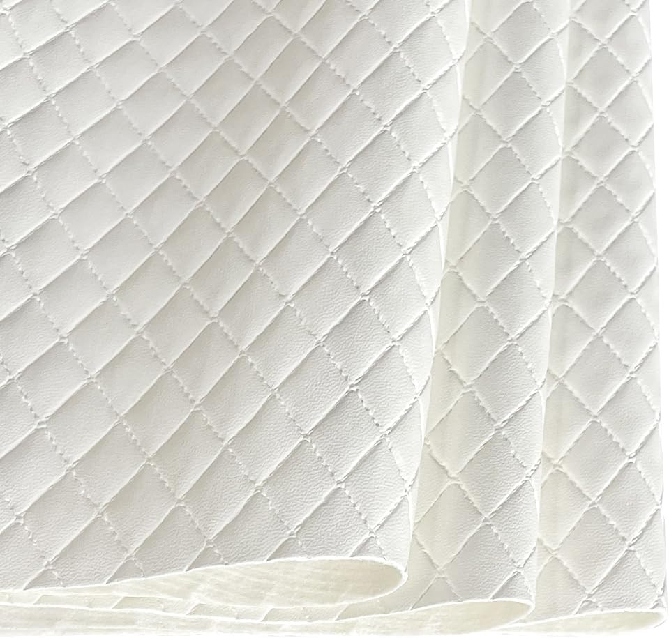 Diamond Quilted Pattern Artificial Faux Leather 11.8x53inch (30x135cm) Super Sof