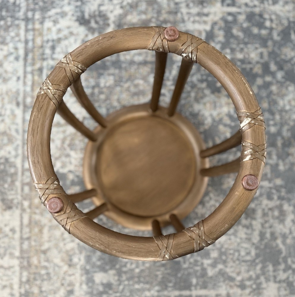 Vintage McGuire Rattan Drum Side Table or Stool