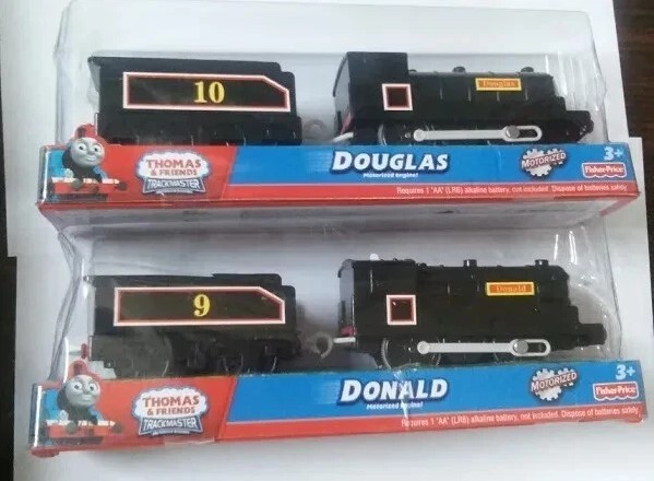 TRACKMASTER THOMAS BATTERY MOTORIZED TOY TRAIN- DOUGLAS + DONALD & TENDER SET