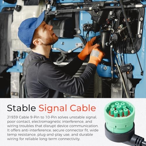 J1939 Green Cable 9-Pin to 10-Pin for PT30 ELD Device ELD Logbook Cable DOT
