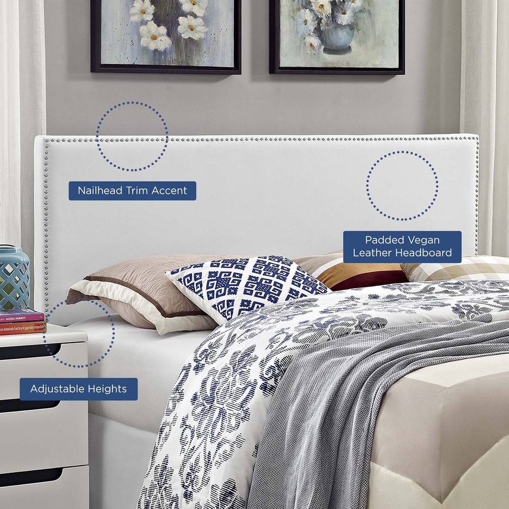 Modway Phoebe Vegan Leather Upholstered Full Headboard in White