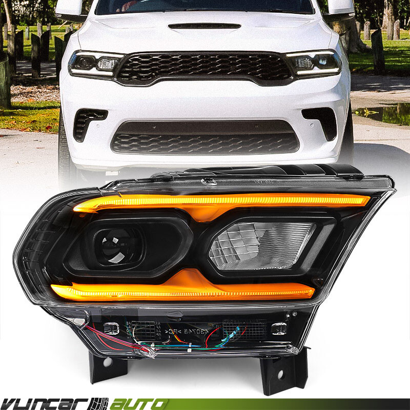 For Dodge Durango 2021-2024 Black Full LED Headlight Assembly Passenger W/ Bulbs