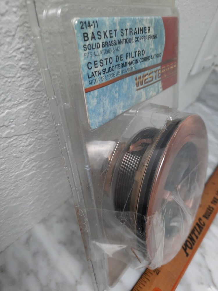 Westbrass 214-11 Kitchen Basket Strainer Solid Brass Antique Copper Finish