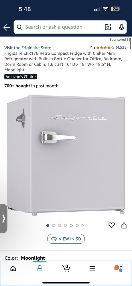 Frigidaire Retro Compact Mini Fridge – 1.6 cu ft Open Box Works (Handle Missing)