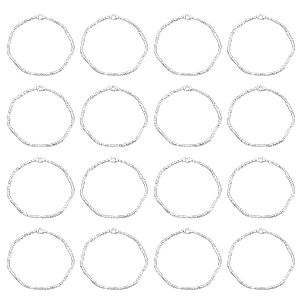 100Pcs Alloy Open Bezel Pendants Round Silver