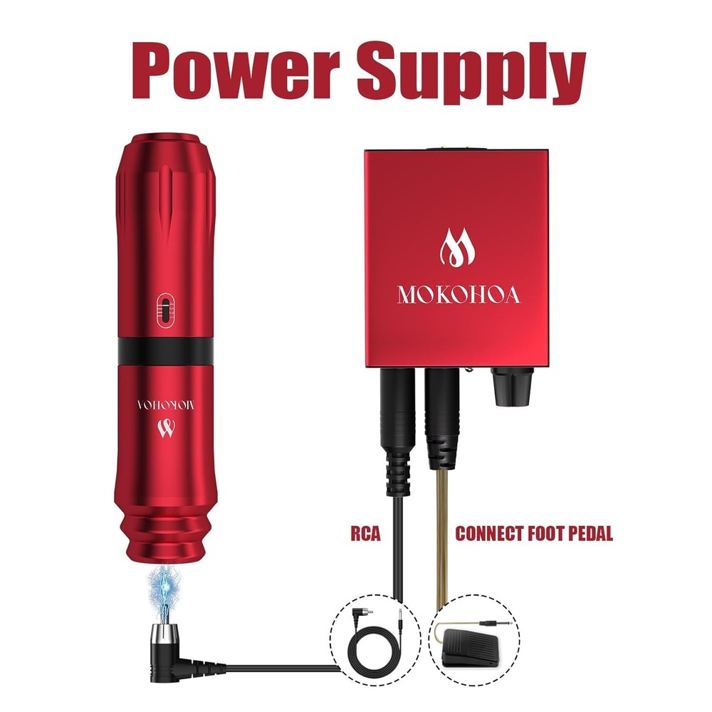 Wireless Tattoo Kit Complete for Beginners Pen Machine with Power Supply Needles