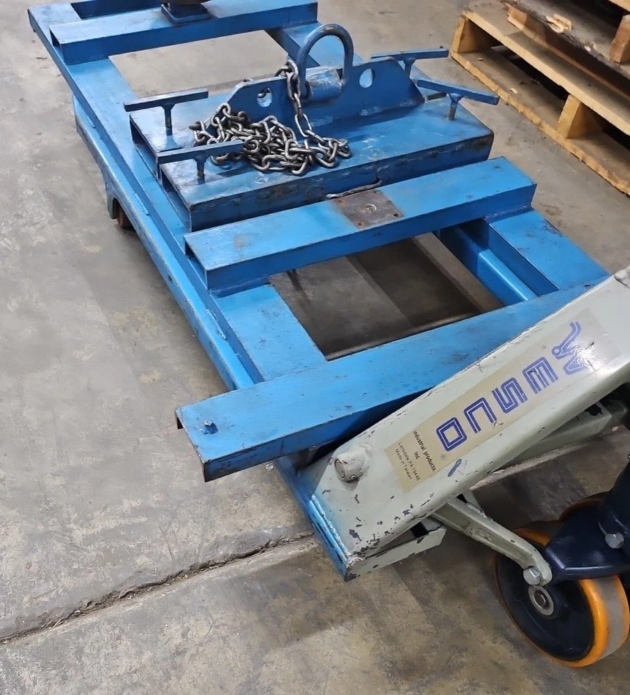 Wesco Pallet Jack w/ Hoist Attachment & Stretch Wrap Station (missing post)