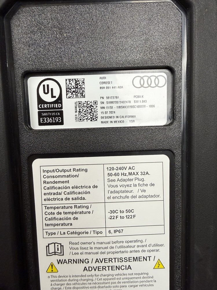 Audi e-Tron Home/Mobile Charging Cable/Charger