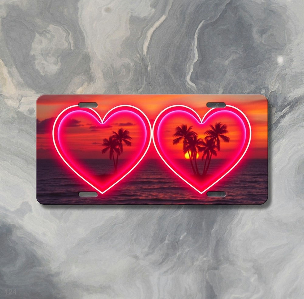 Romantic Couples Hearts Design Add Text License Plate Customizable Decor