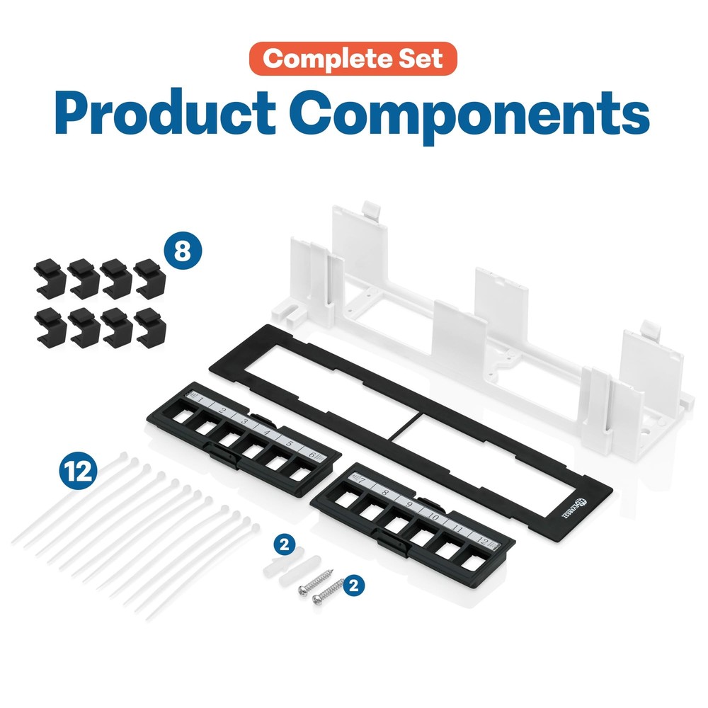12 Port Keystone Patch Panel (1-Pack) - Use with Slim Profile Keystones ONLY ...