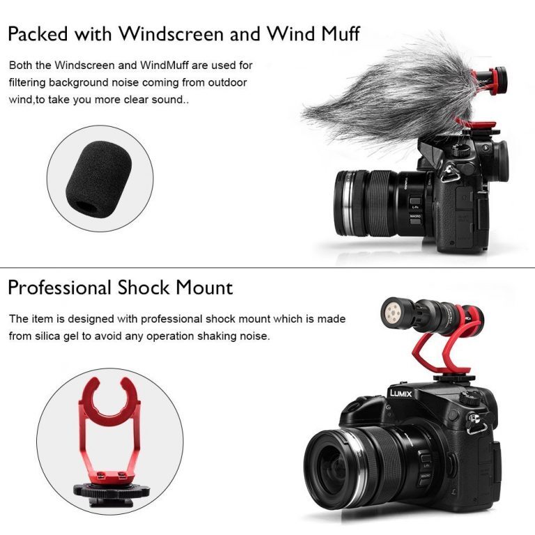 Mini On-Camera Directional Shotgun Mic (Red) - CoMica