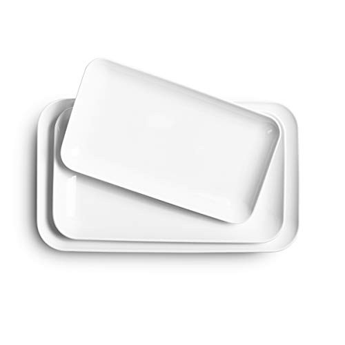 Large Serving Platter Set Large Serving Tray - Rectangular 16/14/12inch White