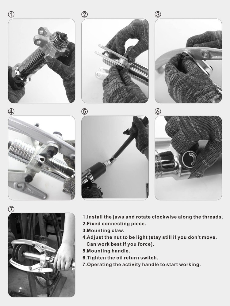 10T Hydraulic Gear Puller Set Wheel Bearing Puller Kit 2 or 3 Jaws Pulling Se...
